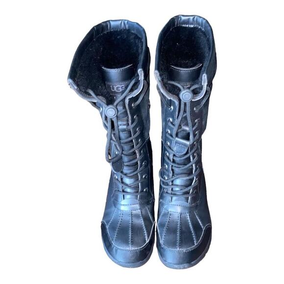 UGG 1116152K Butte II Toggle Tall Black Leather Waterproof Snow Boots Kids 4 - Picture 5 of 10